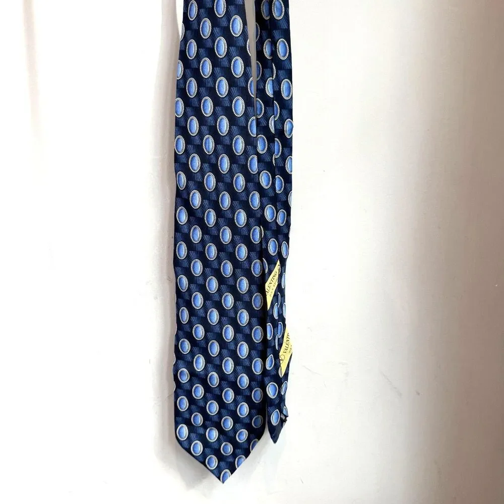 Valentino Cravatte Silk Tie Men's Blue White Stripe 4